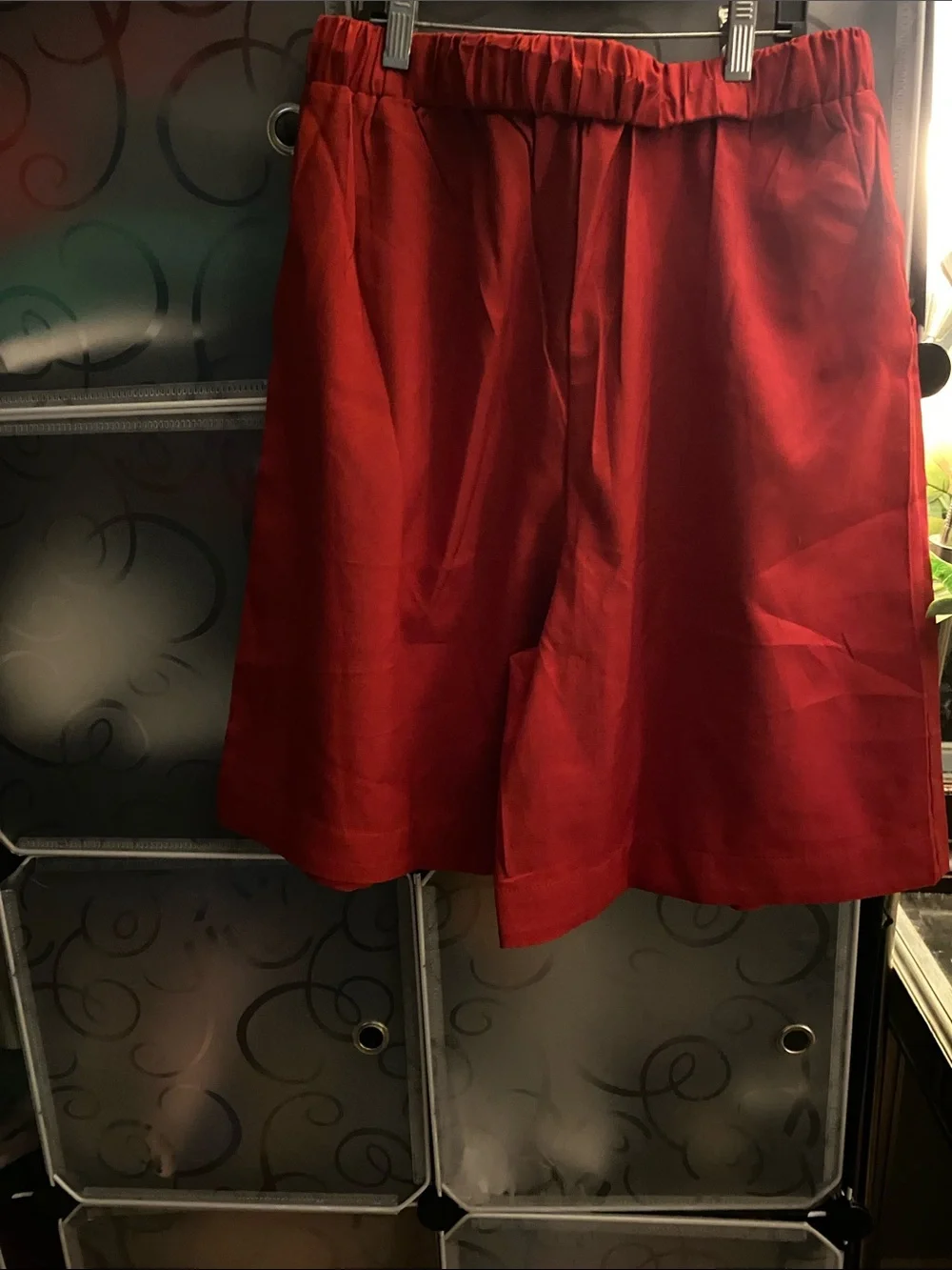 NWOT, Duo Red and Olive Green Pleated Drawstring Skirts -Brand New